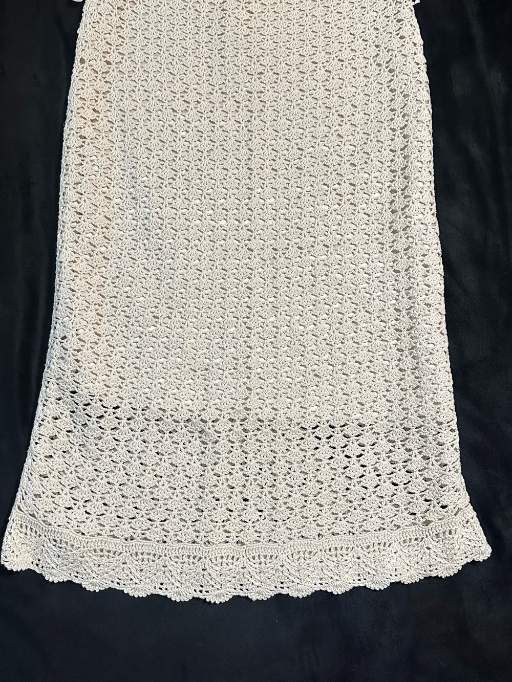 Women’s Crochet Lace Maxi Skirt Ivory Cream Boho Cottagecore Size Small